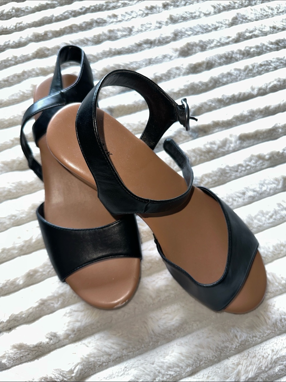 Style & Co. Black Ankle-Strap Wedge Sandals